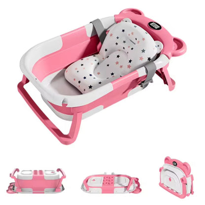 Foldable Baby Bath Tub with Built-In Thermometer