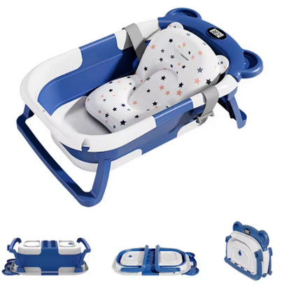 Foldable Baby Bath Tub with Built-In Thermometer