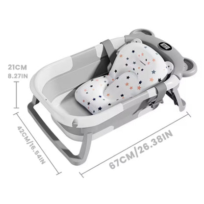 Foldable Baby Bath Tub with Built-In Thermometer