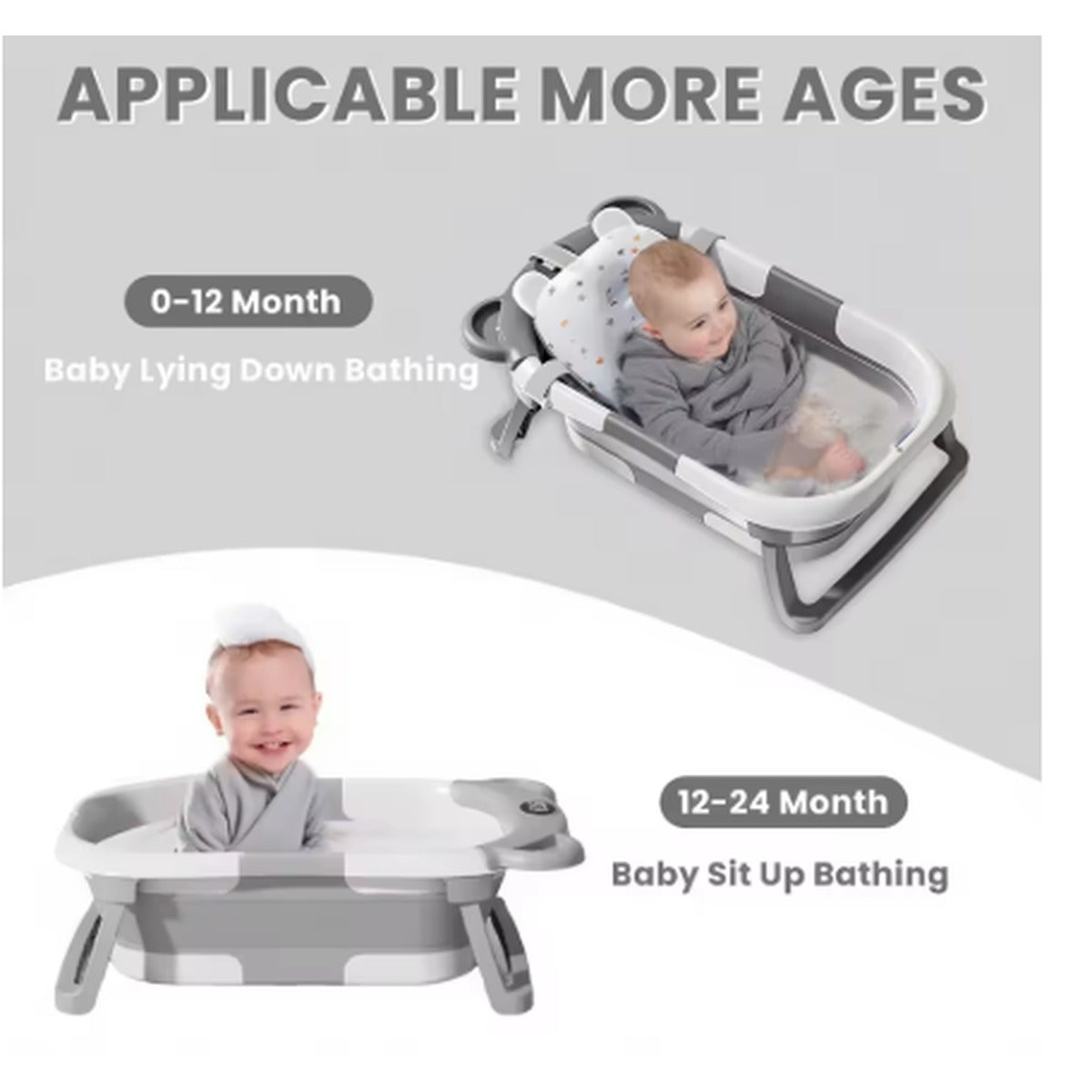 Foldable Baby Bath Tub with Built-In Thermometer