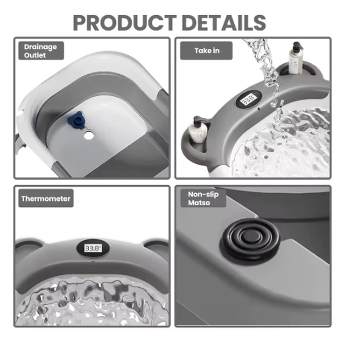 Foldable Baby Bath Tub with Built-In Thermometer