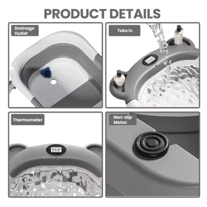 Foldable Baby Bath Tub with Built-In Thermometer